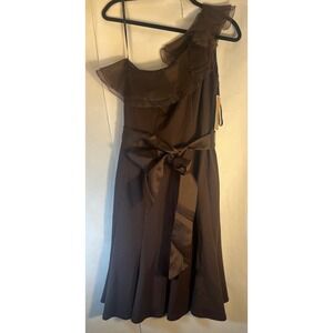 NUE by Shani One Shoulder Brown Lines Dress Size 8 Nordstrom MSRP $320